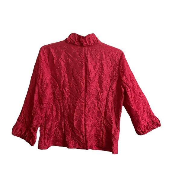 Chicos Jacket Pink Crinkled Open Front Lightweight Size .5 (6) Pockets - Picture 9 of 11